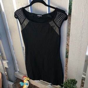 Express Black dress w/ leather and stud accents ⚡️